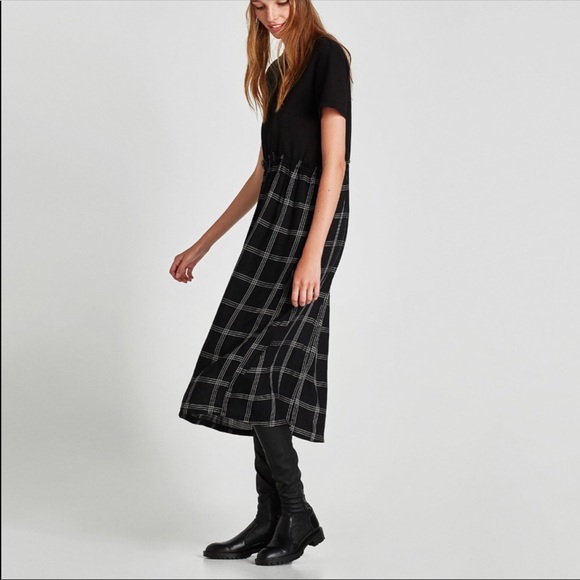 Zara checked combination dress - Picture 2 of 5